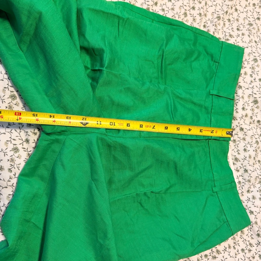 New LOFT Womens 6 The Peyton Trouser Green Linen Blend Wide Leg Boho Career Vaca - Picture 6 of 7